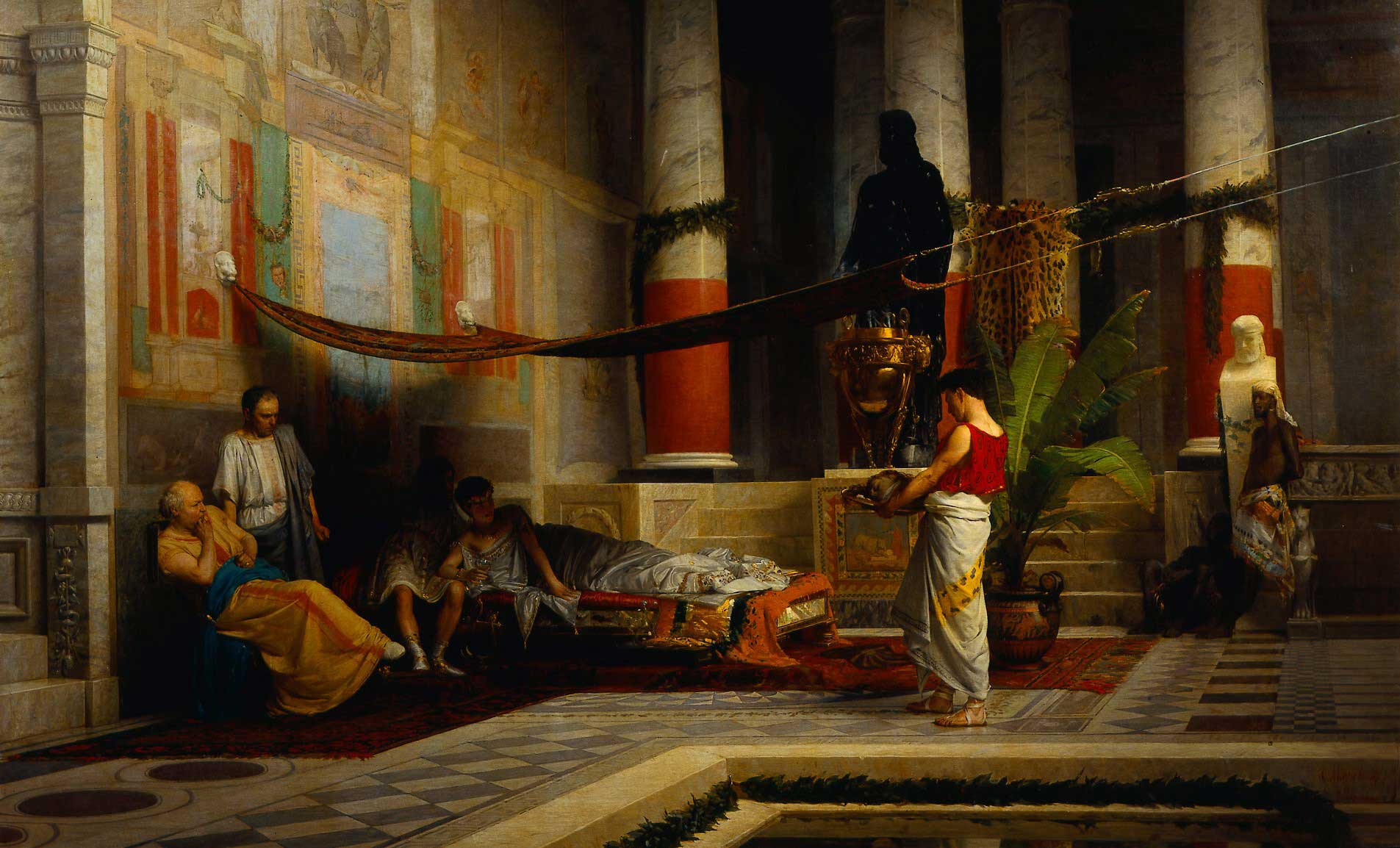 Poppea and Nero Have the Head of Octavia Brought Forward to Them, a painting by Giovanni Muzzioli