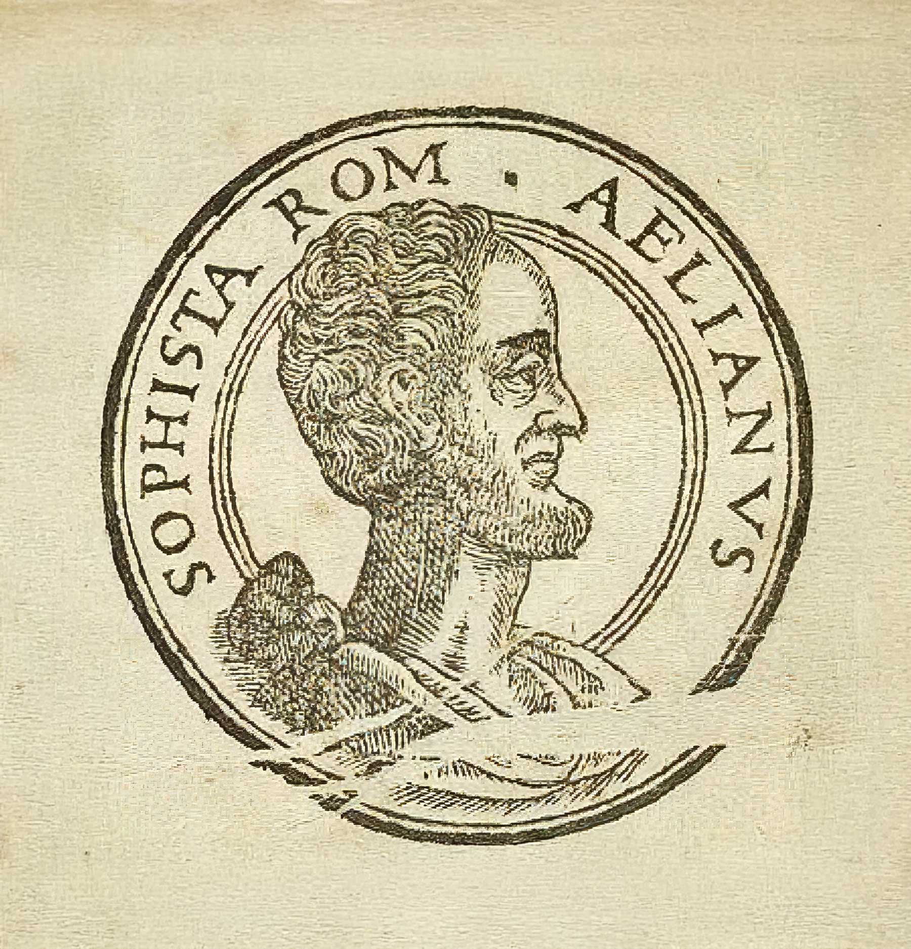 Fictional drawing of Claudius Aelianus in his De variae historiae