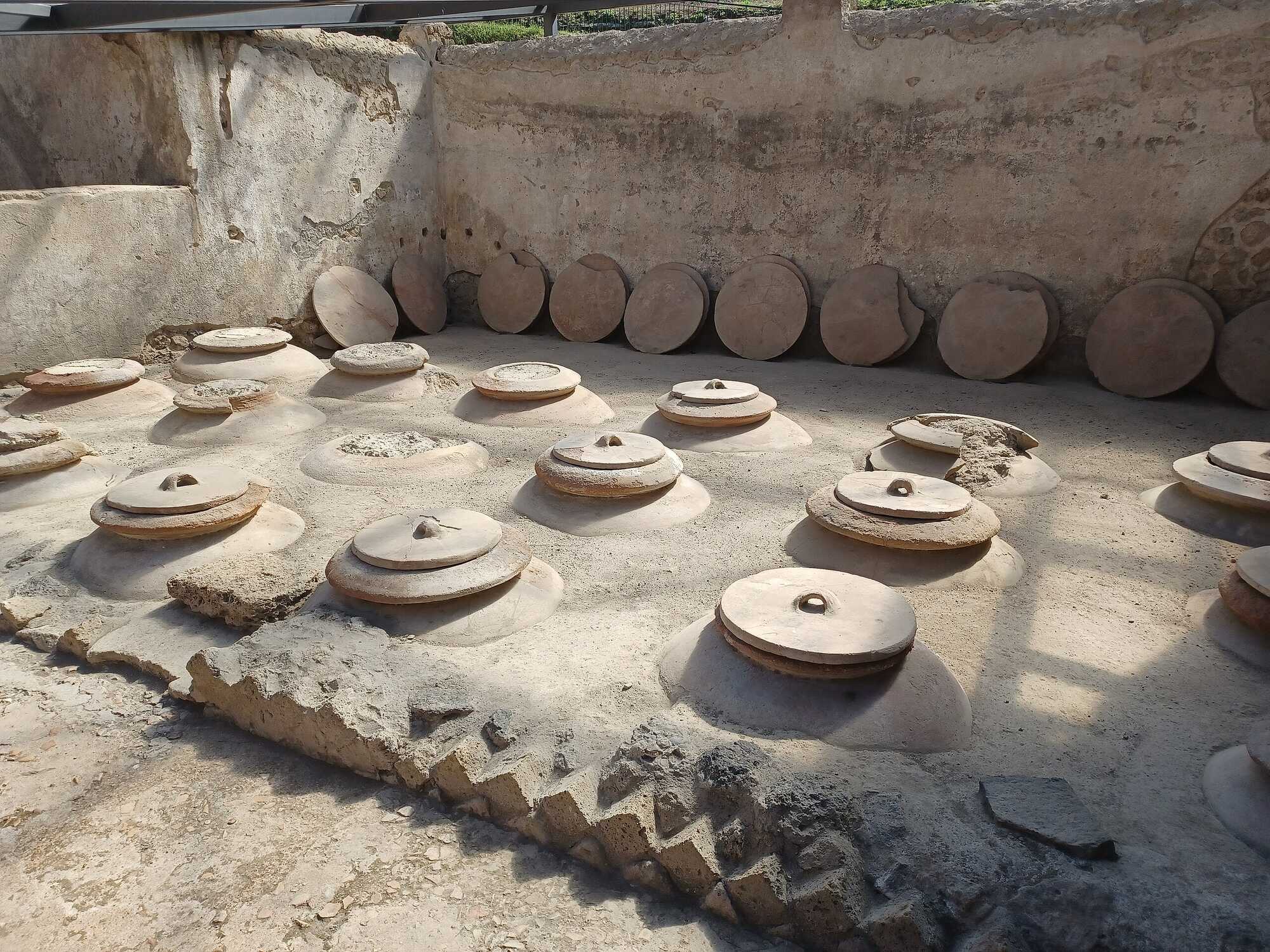 View of dolia in situ from the Villa Regina in Boscoreale, Italy