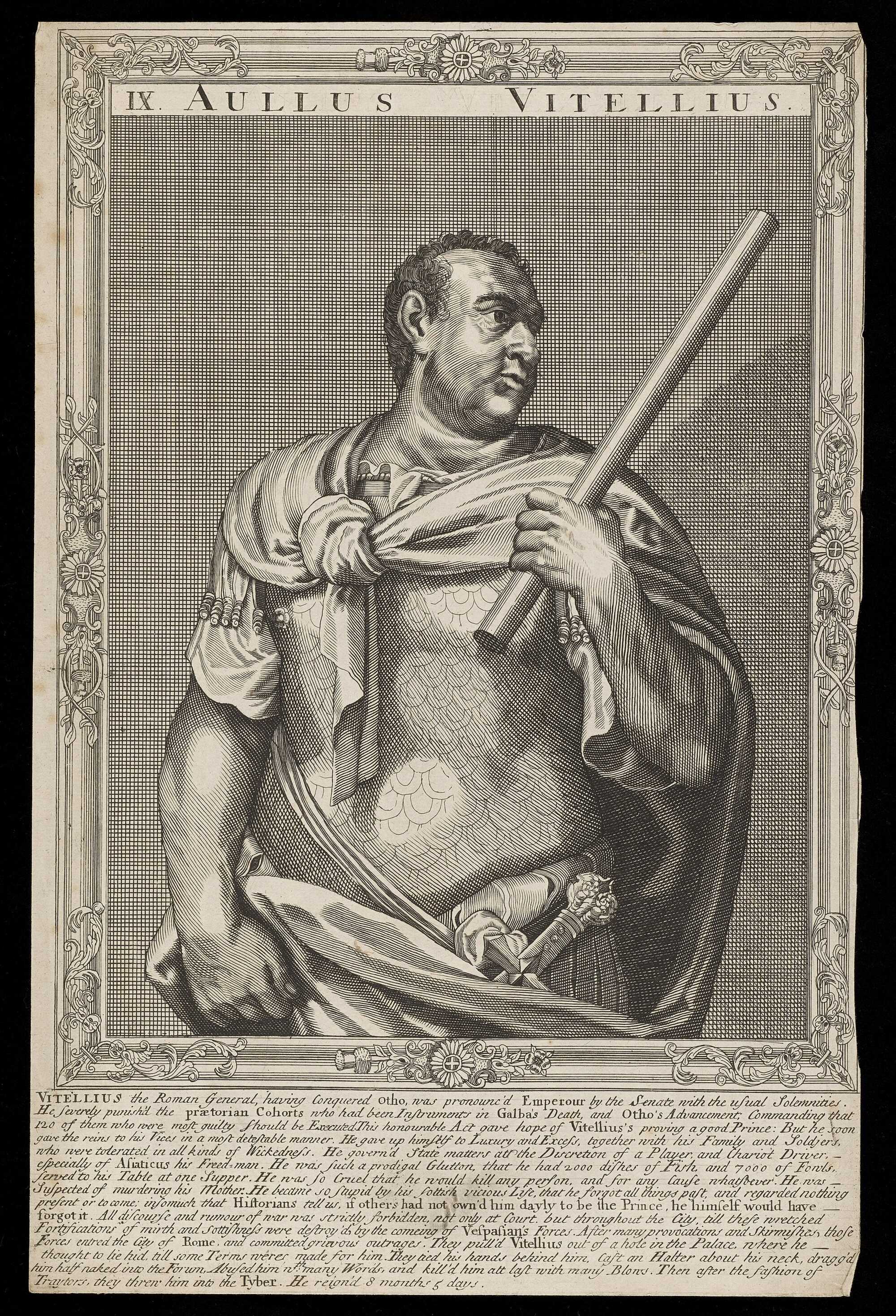 Vitellius, Emperor of Rome. Line engraving