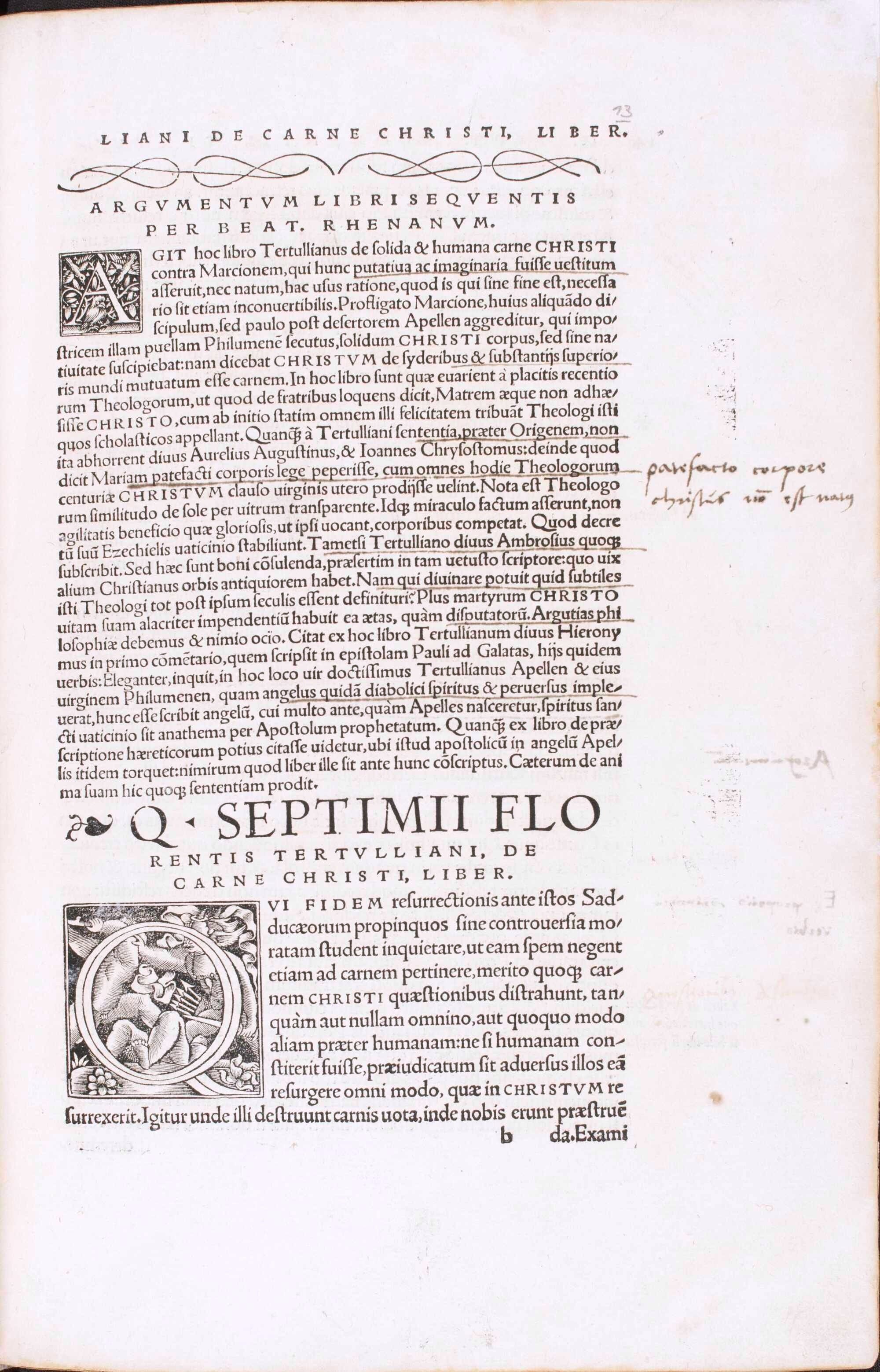 Basel edition of Tertullian's works, 1521, with glosses and underlinings by Thomas Müntzer