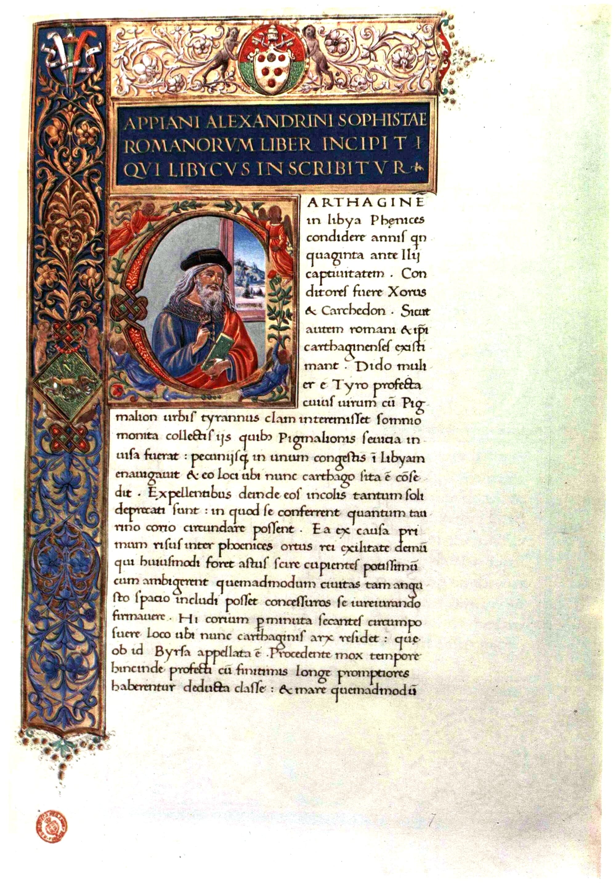 A page of the Latin translation of Appian’s „Roman History“ by Pier Candido Decembrio in the manuscript Florence, Biblioteca Medicea Laurenziana
