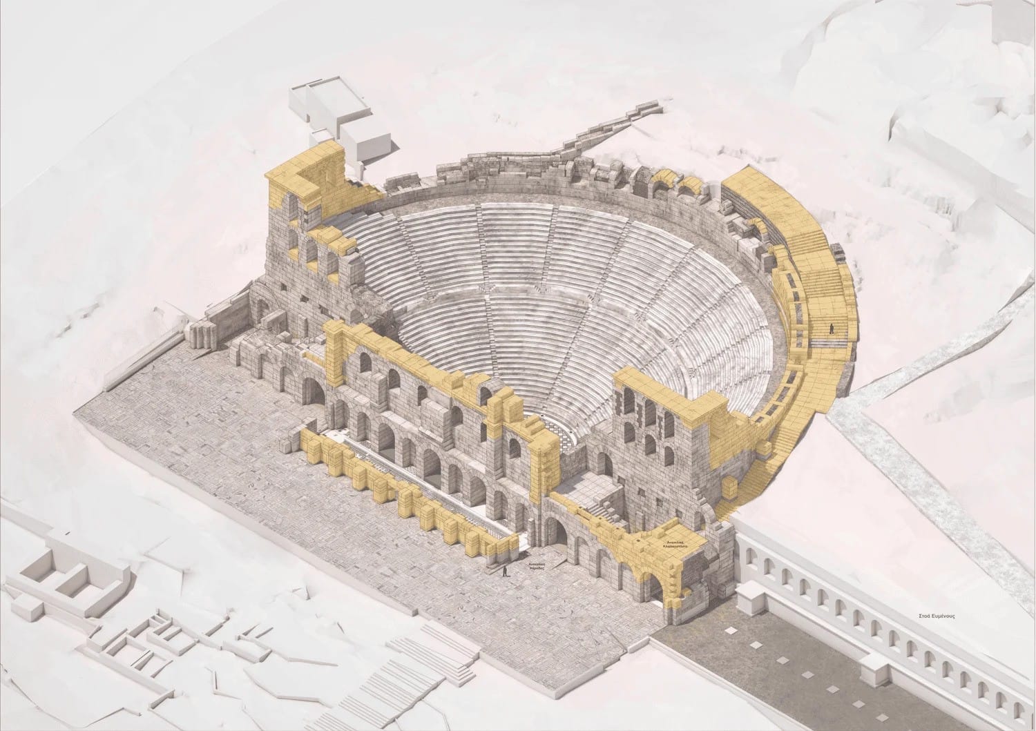 Αddition of new sections to the Odeon of Herodes Atticus