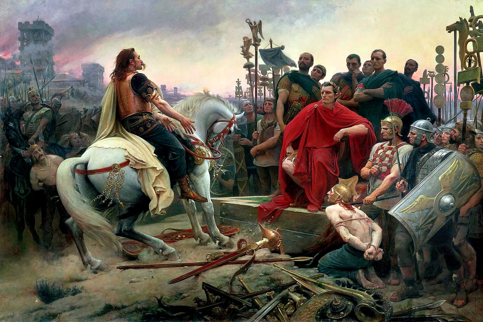 Lionel Royer - Vercingetorix Throwing down His Weapons at the feet of Julius Caesar