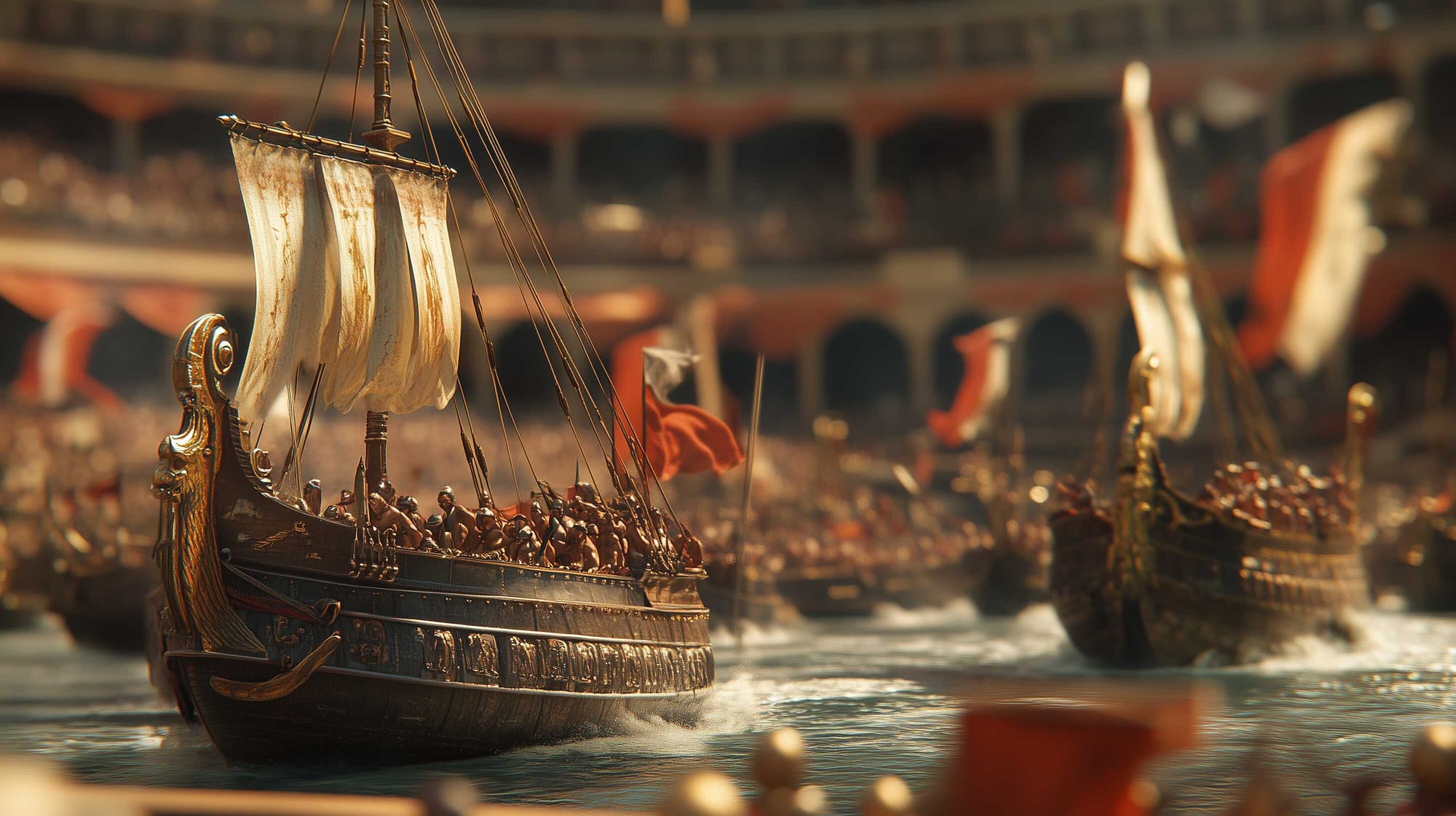 How did Romans Flood the Colosseum for Naval Battles in the Arena?