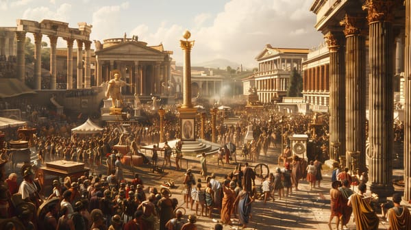 The inauguration of the Milliarium Aureum or Golden Milestone by Emperor Augustus