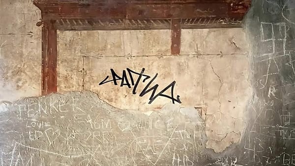 A Portuguese tourist defaced a Roman Villa wall with a graffiti/tag, on June 2