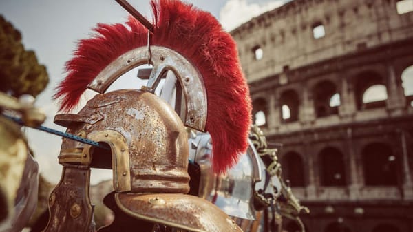 Roman Army Veteran Centurion Soldier Helmets and the Colosseum