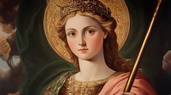 A painting of Saint Helen or Empress Helena Augusta, mother of Constantine the Great, in classic renaissance style.