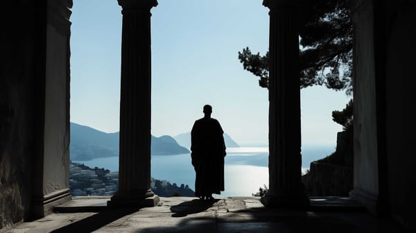 A possible representation of a Roman Emperor, gazing the endless view from the top of Villa Jovis, in Capri