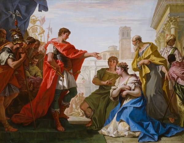 A painting of The Continence of Scipio by Sebastiano Ricci