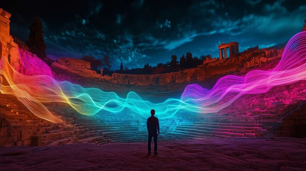 A person amongst the sound waves created by the marvellous acoustics of an ancient Roman odeon