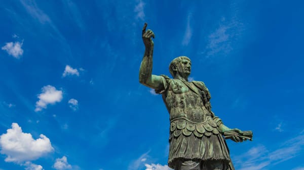 Bronze statue of Roman Emperor Trajan, outside the Trajan’s Market