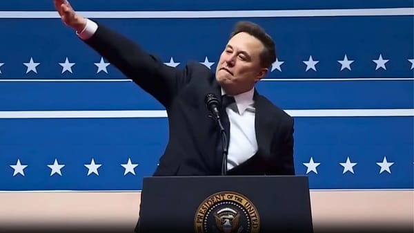 Elon Musk using a Salute that resembled the Nazi salute or Roman salute towards the crowd of Donald Trump's inauguration