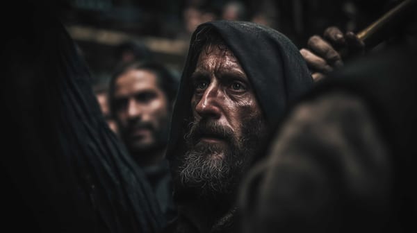 A possible representation of a Byzantine Roman citizen, walking the crowded streets of Constantinople during the Justinian Plague, trying to leave the city