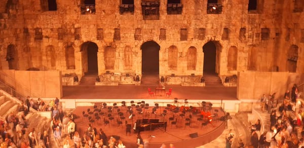 Odeon of Herodes Atticus at night, before the start of a show.