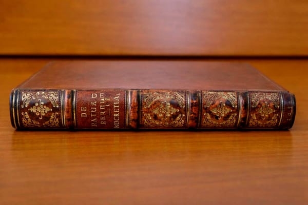 1683 copy of Lucretius' "De Natura Rerum". 